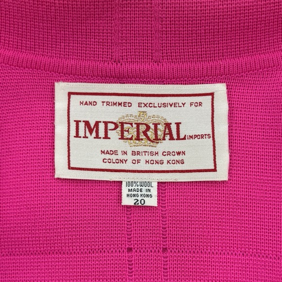 Imperial Imports Blazer Womens 20 Hot‎ Pink VTG 100% Wool Double Breasted Knit - Picture 2 of 11